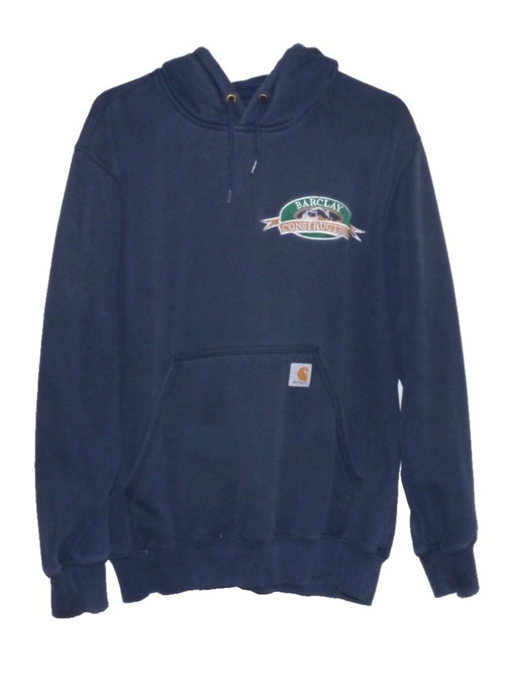 Carhartt dark blue pullover hoodie sweatshirt with business Logo men's size L
